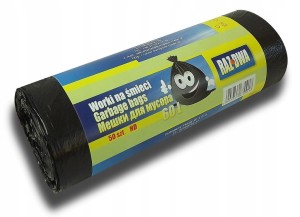 WORKI NA ŚMIECI 60L 50SZT NA ROLCE FOLIA HDPE CZARNY