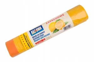 WORKI NA ŚMIECI 60L 10SZT NA ROLCE FOLIA LDPE Z TAŚMĄ ZAPACHOWĄ ŻÓŁTY
