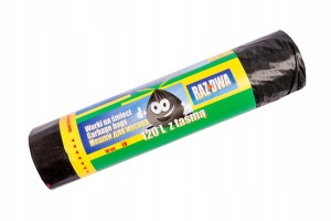 WORKI NA ŚMIECI 120L 10SZT NA ROLCE FOLIA LDPE Z TAŚMĄ CZARNY