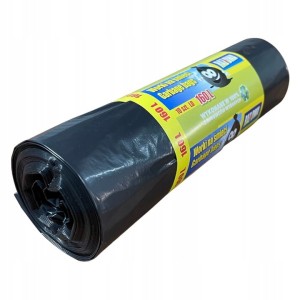WORKI NA ŚMIECI 160L 10SZT NA ROLCE FOLIA LDPE CZARNY