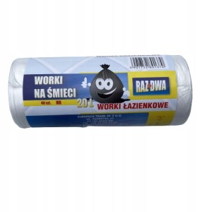WORKI NA ŚMIECI ŁAZIENKOWE 20L ROLKA 40SZT BIAŁE