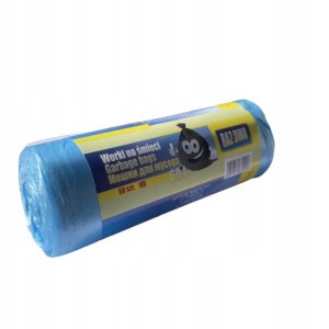 WORKI NA ŚMIECI 60L 50SZT NA ROLCE FOLIA HDPE NIEBIESKI